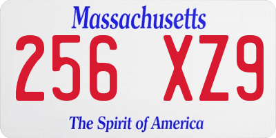 MA license plate 256XZ9
