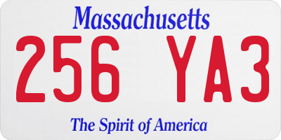 MA license plate 256YA3