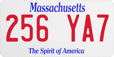 MA license plate 256YA7