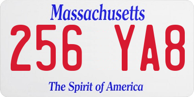 MA license plate 256YA8