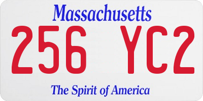 MA license plate 256YC2
