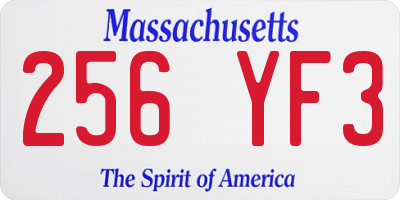 MA license plate 256YF3