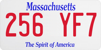 MA license plate 256YF7