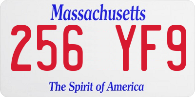 MA license plate 256YF9