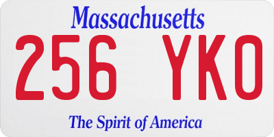 MA license plate 256YK0