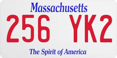 MA license plate 256YK2