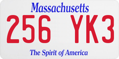 MA license plate 256YK3