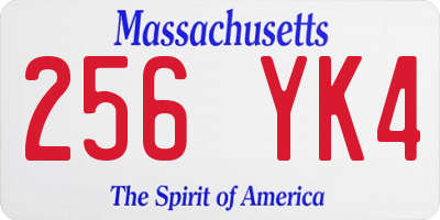 MA license plate 256YK4