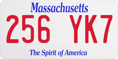 MA license plate 256YK7