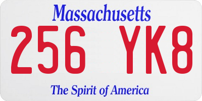 MA license plate 256YK8