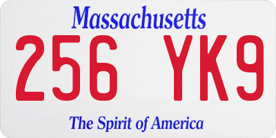 MA license plate 256YK9