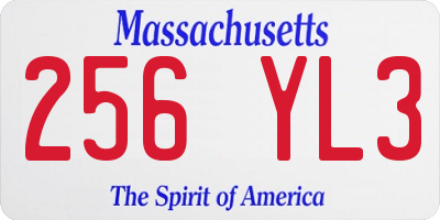 MA license plate 256YL3
