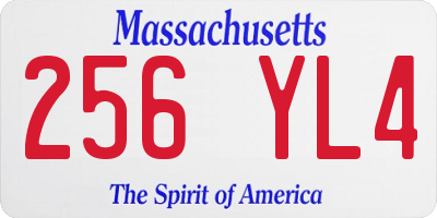 MA license plate 256YL4