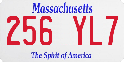 MA license plate 256YL7