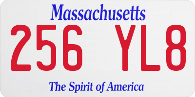 MA license plate 256YL8