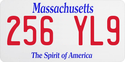 MA license plate 256YL9