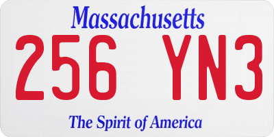 MA license plate 256YN3