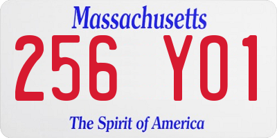 MA license plate 256YO1