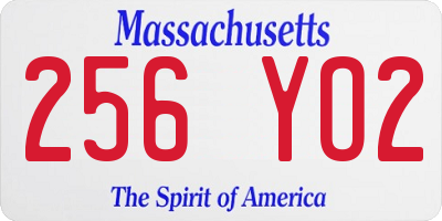 MA license plate 256YO2