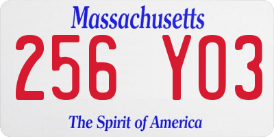 MA license plate 256YO3