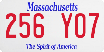 MA license plate 256YO7