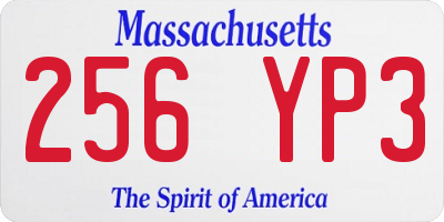 MA license plate 256YP3