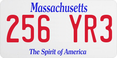 MA license plate 256YR3