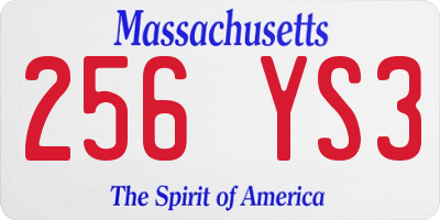 MA license plate 256YS3