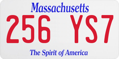 MA license plate 256YS7