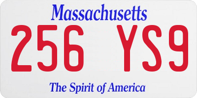 MA license plate 256YS9
