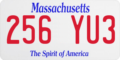 MA license plate 256YU3