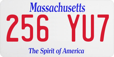 MA license plate 256YU7