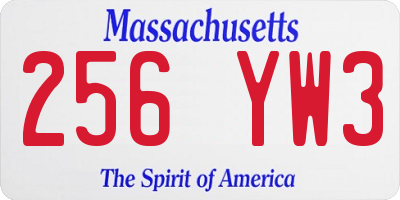 MA license plate 256YW3