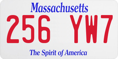 MA license plate 256YW7