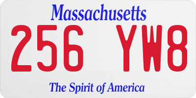 MA license plate 256YW8