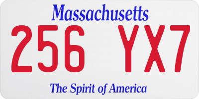 MA license plate 256YX7