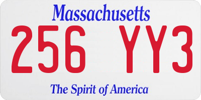 MA license plate 256YY3