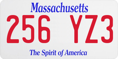 MA license plate 256YZ3