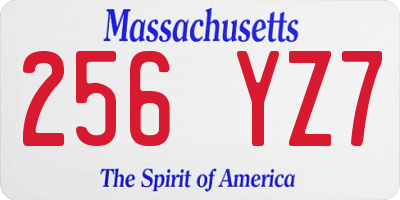 MA license plate 256YZ7