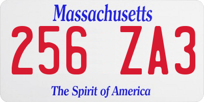 MA license plate 256ZA3