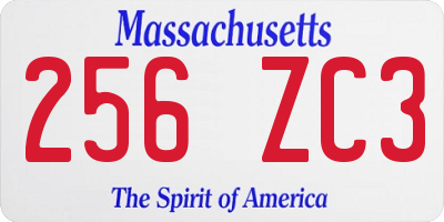 MA license plate 256ZC3
