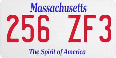 MA license plate 256ZF3