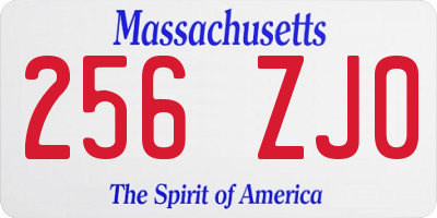 MA license plate 256ZJ0