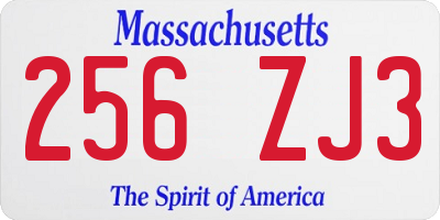 MA license plate 256ZJ3