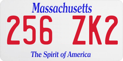 MA license plate 256ZK2