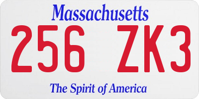 MA license plate 256ZK3