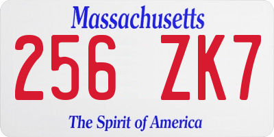 MA license plate 256ZK7