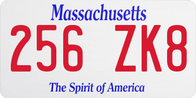 MA license plate 256ZK8