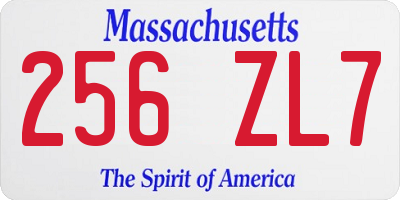 MA license plate 256ZL7