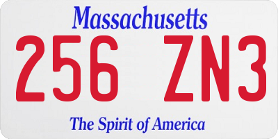 MA license plate 256ZN3